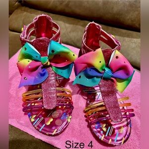 JoJo Siwa Pink Gladiator Sandals with Rainbow Bow